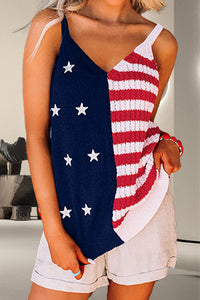 US Flag Theme V-Neck Knit Cami