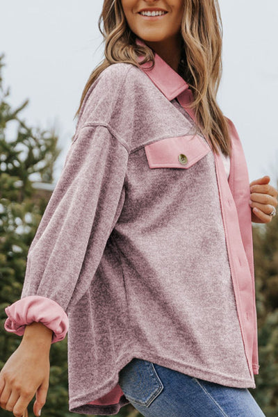 Contrast Trim Button Up