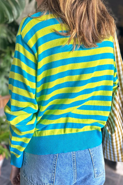 Striped Round Neck Long Sleeve Sweater