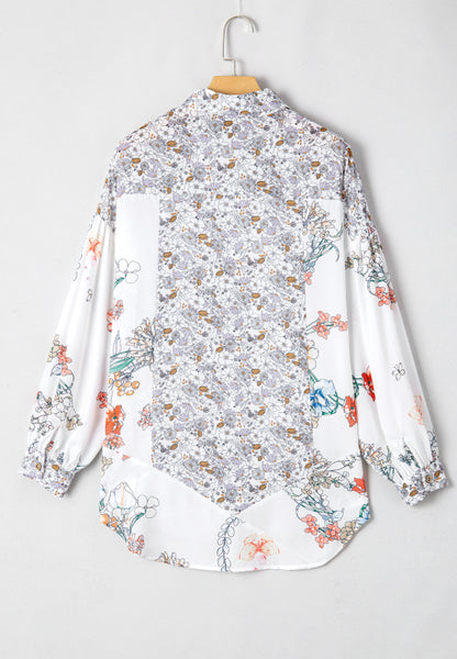 Floral Collared Neck Long Sleeve Shirt