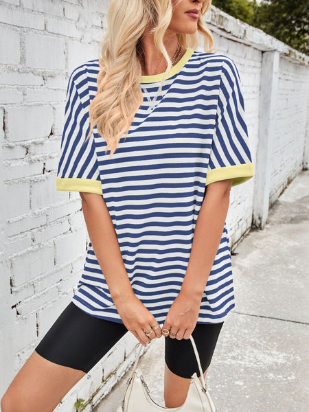 Striped Round Neck Half Sleeve T-Shirt