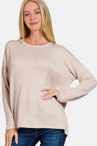 Ribbed Striped Long Sleeve T-Shirt