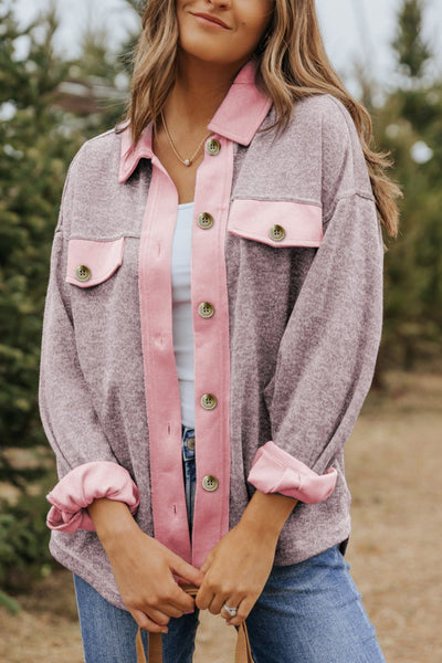 Contrast Trim Button Up
