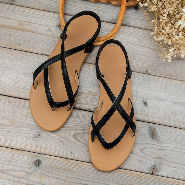 PU Leather Crisscross Flat Sandals