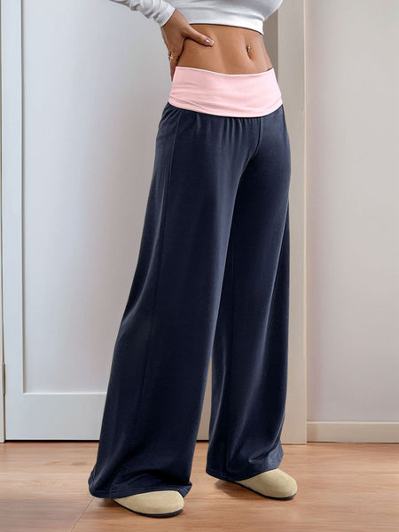 Contrast Wide Leg Pants