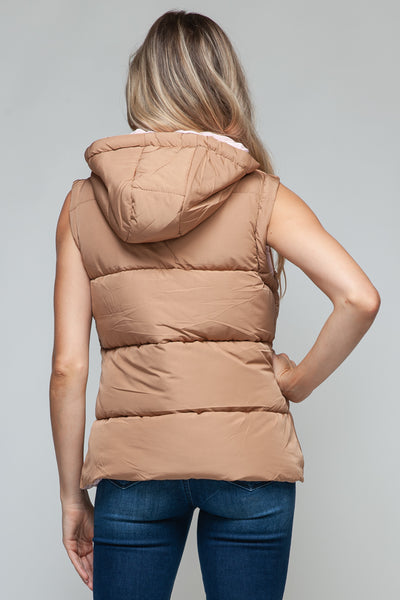 Snap and Zip Closure Hooded Vest