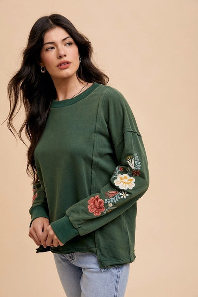 Annie Wear Embroidered Long Sleeve French Terry