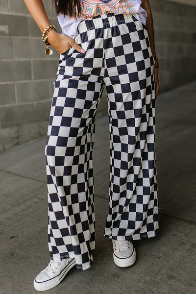 Checkered Wide Leg Pants