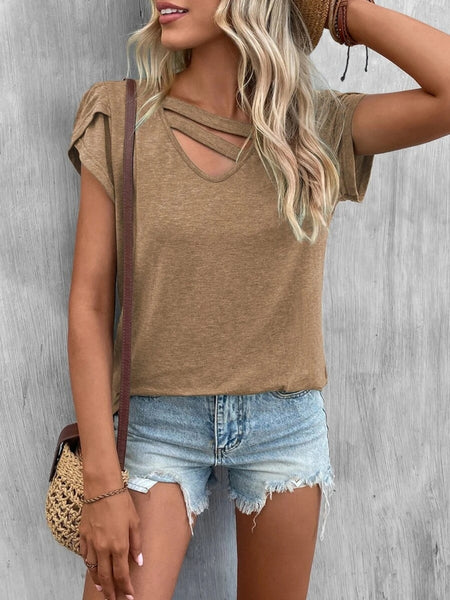 Asymmetrical Petal Sleeve T-Shirt