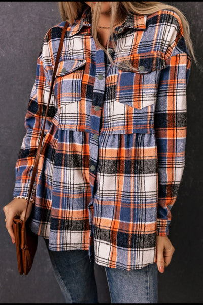 Plaid Collared Neck Long Sleeve
