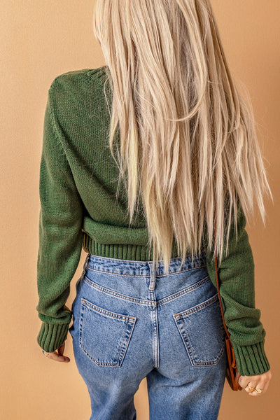 Cable-Knit Button Down V-Neck Cardigan