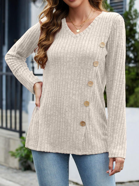 V-Neck Long Sleeve T-Shirt