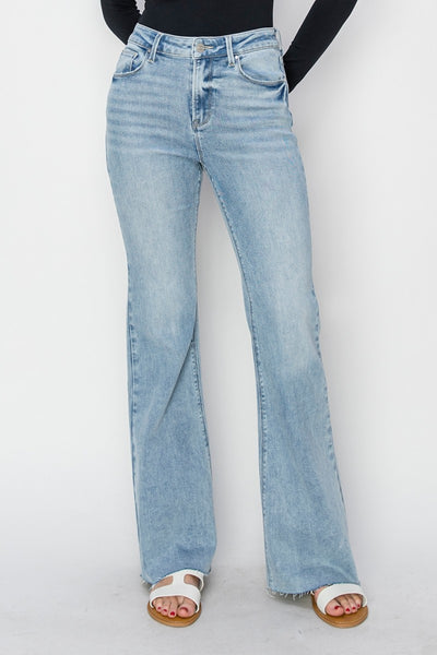 High Rise Raw Cut Hem Jeans