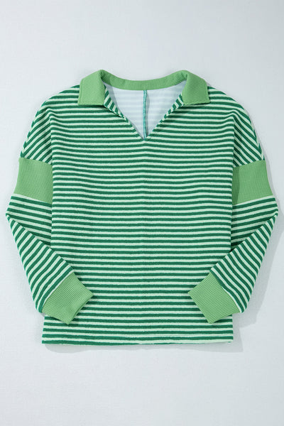 Stripe Johnny Collar Long Sleeve
