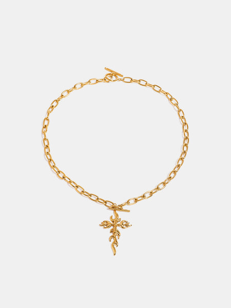 18K Gold-Plated Stainless Steel Cross Necklace