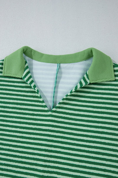 Stripe Johnny Collar Long Sleeve