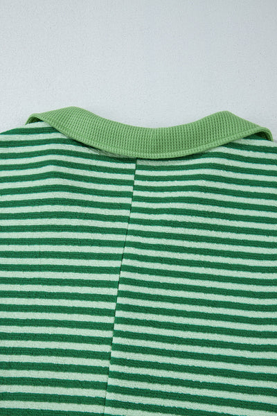 Stripe Johnny Collar Long Sleeve
