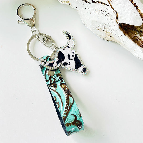 *Doorbuster* Rhinestone Bull Keychain