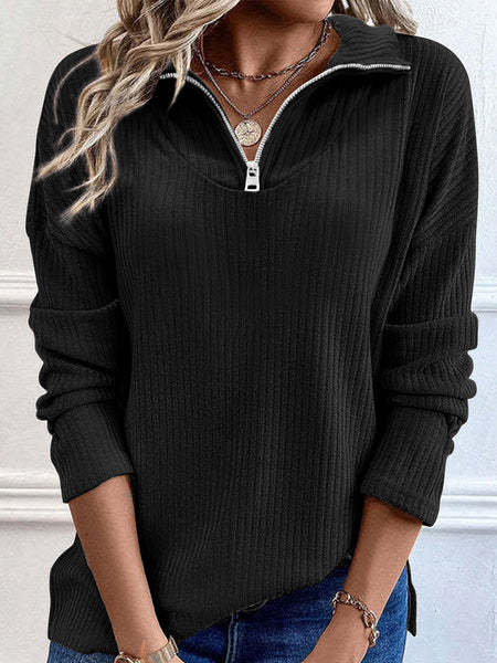 Full Size Quarter Zip Long Sleeve Top