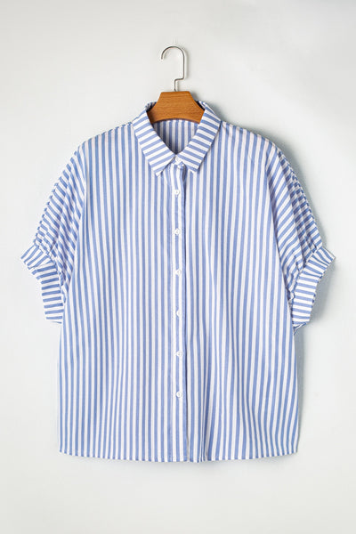 Striped Collared Neck Half Sleeve Shirt