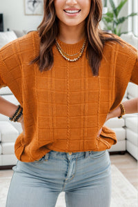 Round Neck Cap Sleeve Sweater