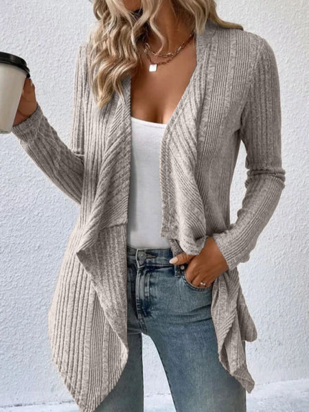 Full Size Open Front Long Sleeve Cardigan