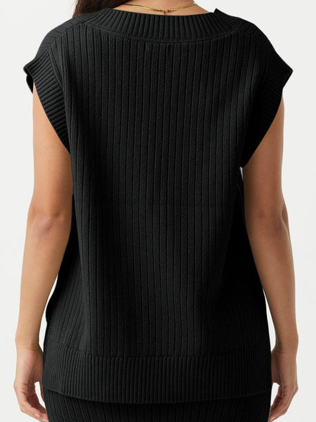 Ribbed V-Neck Sweater Vest