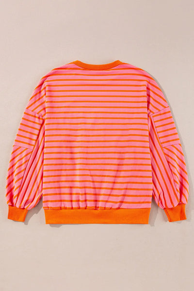 Striped Dropped Shoulder Long Sleeve Sweatshirt