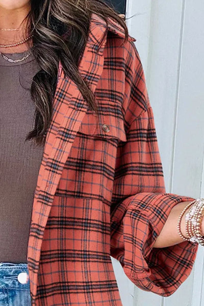 Full Size Plaid Collared Neck Long Sleeve