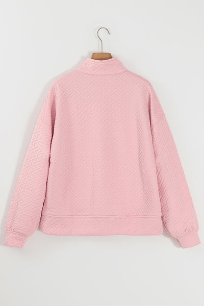 Texture Half Zip Long Sleeve Sweatshirt