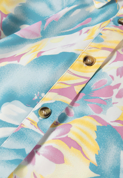 Printed Button Down Lantern Sleeve Shirt