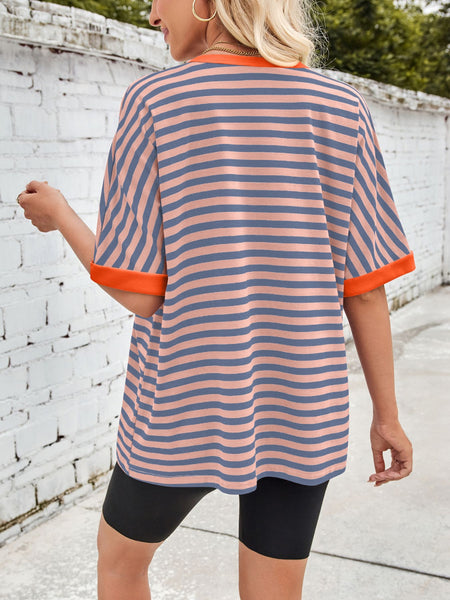 Striped Round Neck Half Sleeve T-Shirt