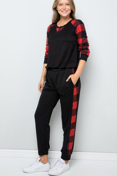 Plaid Side Print Sweatpants