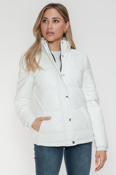 Pocketed Zip Up Turtleneck Puffer Jacket