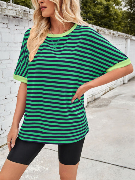 Striped Round Neck Half Sleeve T-Shirt