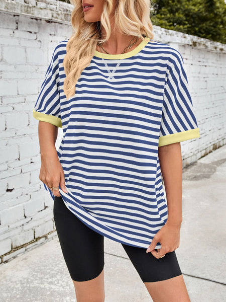 Striped Round Neck Half Sleeve T-Shirt