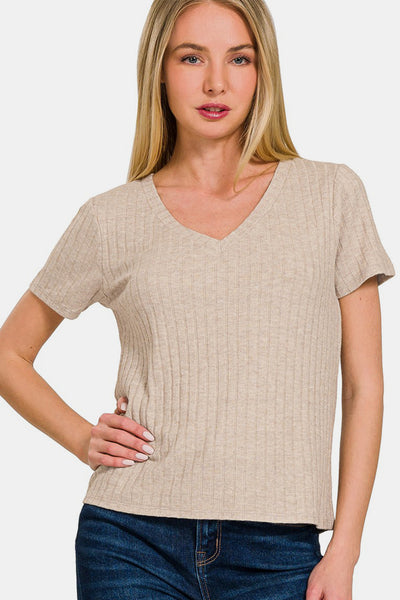 Ribbed Short Sleeve T-Shirt