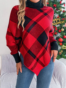 Plaid Turtleneck Sleeve Sweater