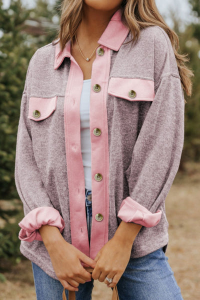 Contrast Trim Button Up
