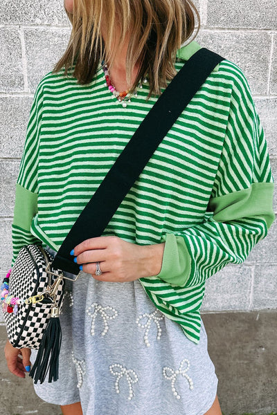 Stripe Johnny Collar Long Sleeve