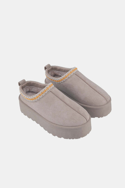 Platform Embroidered Trim Slip-On
