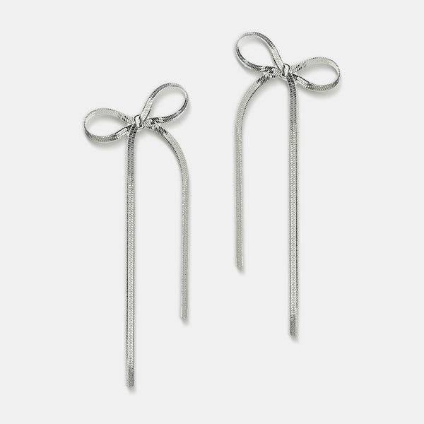 Stainless Steel Bow Bar Earrings