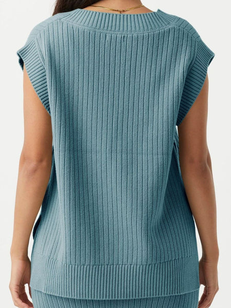 Ribbed V-Neck Sweater Vest