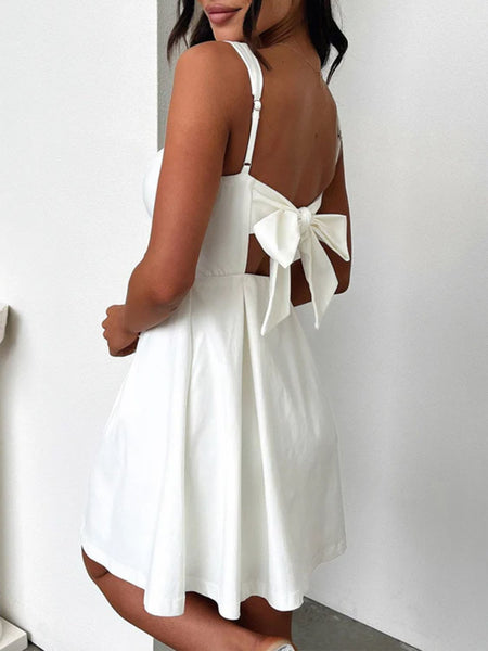 Bow Back Square Neck Mini Dress