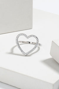 925 Sterling Silver Inlaid Zircon Heart Ring