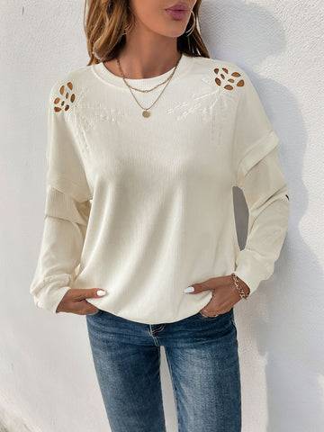 Cutout Round Neck Long Sleeve Sweatshirt