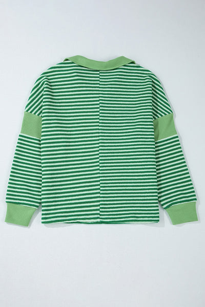 Stripe Johnny Collar Long Sleeve