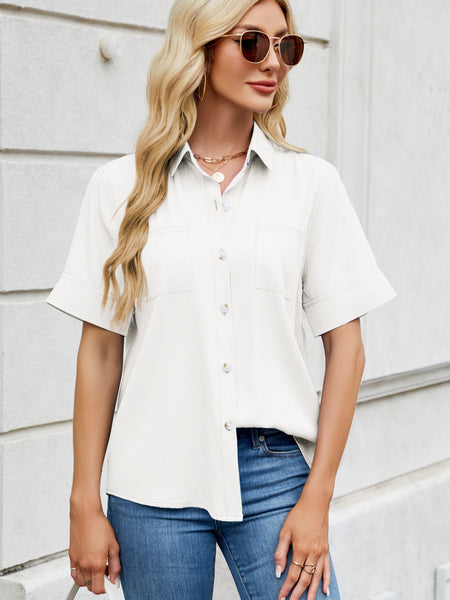 Collared Neck Short Sleeve Shirt