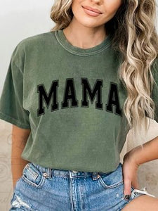 *Preorder* Mama Varsity Black (Moss Comfort Color)