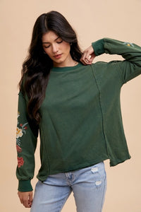 Annie Wear Embroidered Long Sleeve French Terry